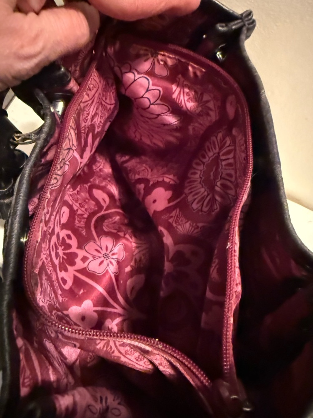 Brighton Valencia Pewer With Black  Embroidered Handbag EUC - Picture 12 of 13